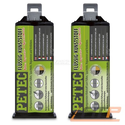 PETEC 2x 50 ml FLÜSSIG-KUNSTSTOFF / KLEBE-, REPARATUR- +SPACHTELMASSE KLEBSTOFF 