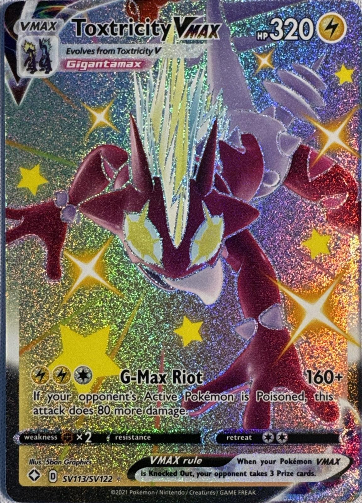Toxtricity VMAX SV113/SV122 Holo VMAX Rare Shining Fates Shiny Vault Pokemon NM
