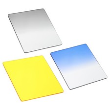 3Pcs Reverse GND Filter Graduated Neutral Density Lens Filter, Yellow/Blue/Gray