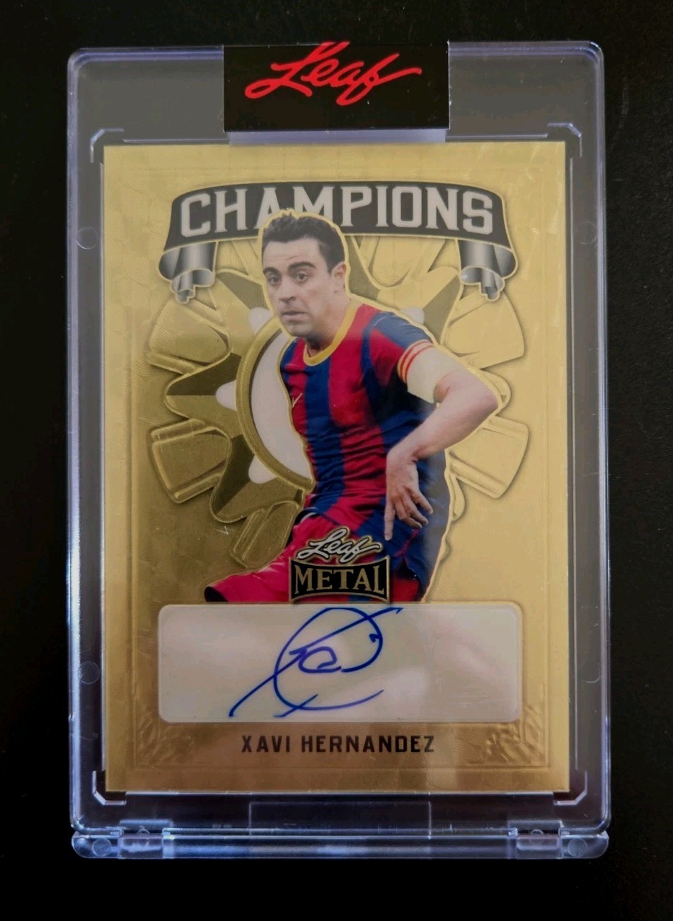 2002 Leaf Metal Champions Gold XAVI HERNANDEZ SIGNED AUTO 1/1  view 2