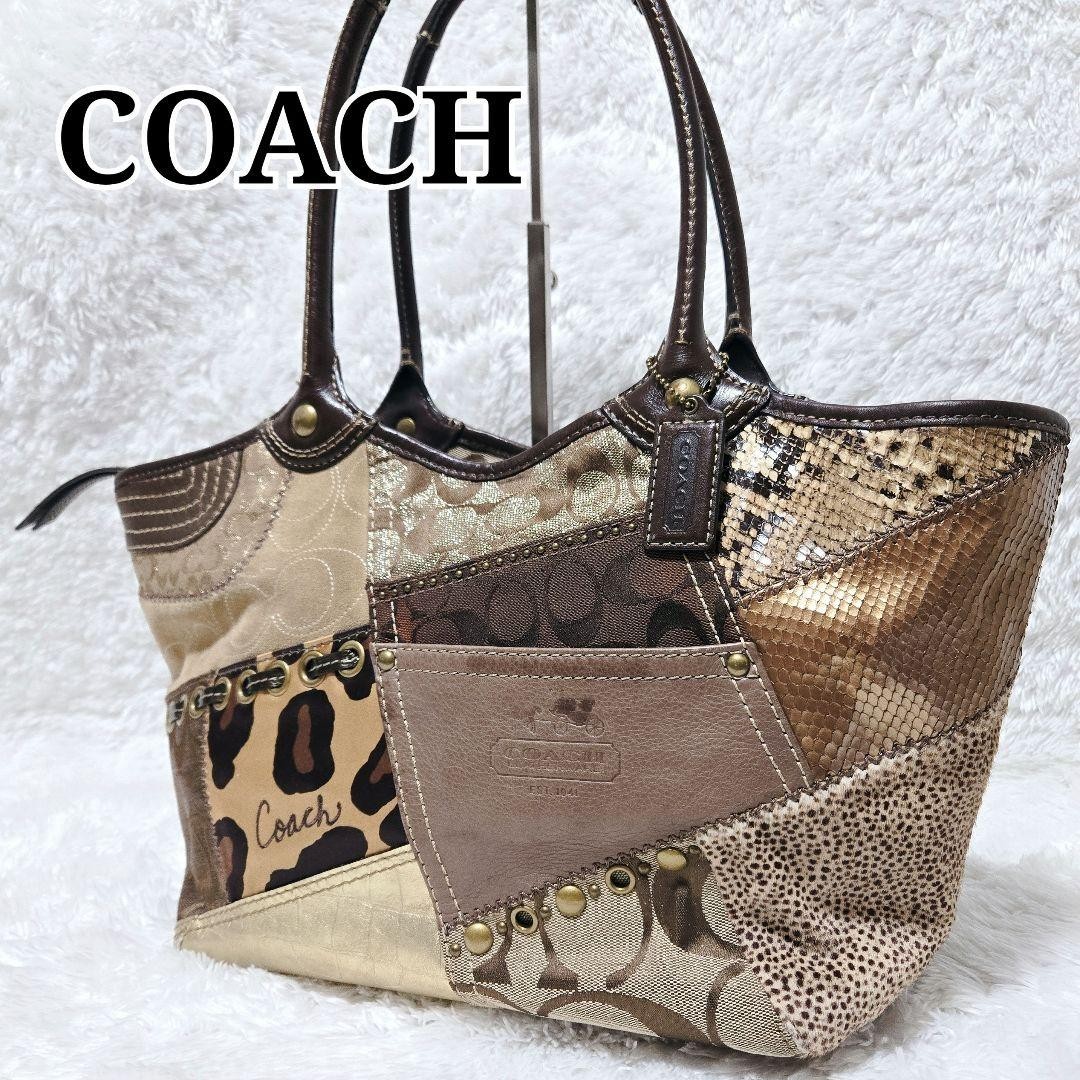 Coach Patchwork Tote Bag Bleecker Canvas Leather … - image 2