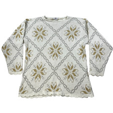 Vtg Womens Nutcracker Sweater Snowflake White Christmas Size Large Made in USA