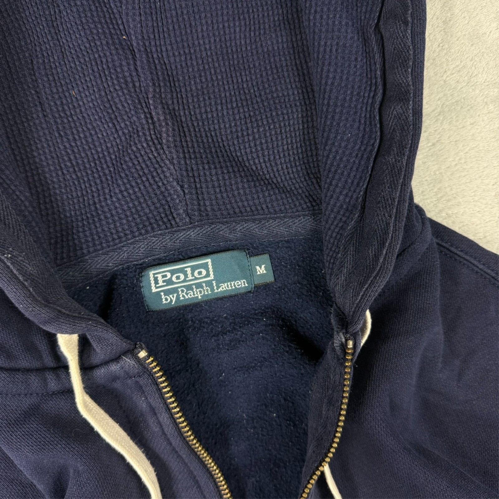 VTG Polo Ralph Lauren 2000s Navy Blue Heavyweight Oversized Sz M Full Zip Hoodie image 6