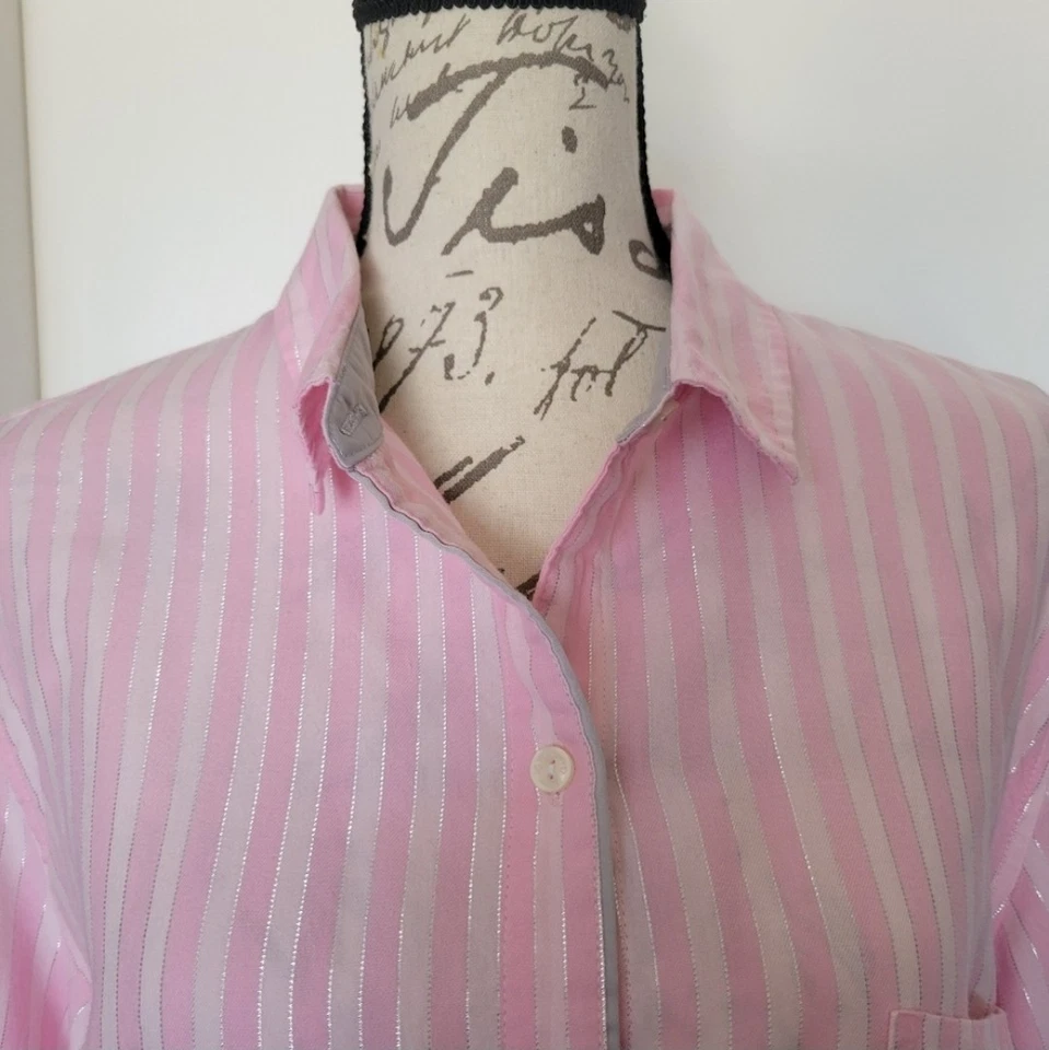 Camisa para dormir Victoria's Secret rosa a rayas camisa de noche ropa de dormir mediana COMO ESTÁ Foto 4 de 4
