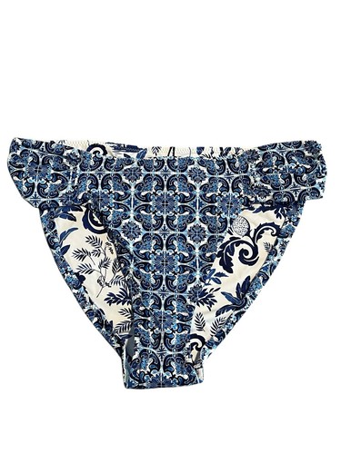Tommy Bahama Reversible Bikini Bottoms Size M Terrazo Tile Hipster Blue White