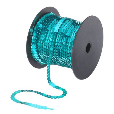 100 Yards x 0.24 Inch Flat Sequin Strip Spangle Sequins Trim Lake Blue