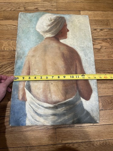 Antique Oil? Painting on Paper 1931 Brazilian Artist Edwiges Jacobusich- Woman - Picture 10 of 22