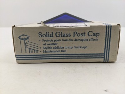 Vintage LWO Corp 3.5'' x 3.5'' Cobalt Blue Glass Post Cap in Box