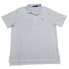 Polo Golf Ralph Lauren Shirt Men XL Performance Quick Dry White Purple Pony