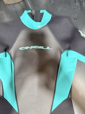  O'Neill Womens Reactor-2 2mm Back Zip Wetsuit Size 10 Teal Shorty Short Jane