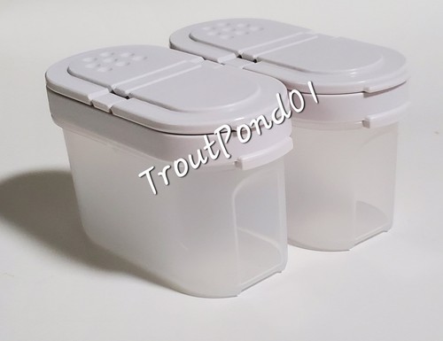 TUPPERWARE Modular Mates Spice Shakers 1/2c Set 2 Cotton White Salt and Pepper - Picture 7 of 7