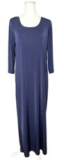 Classics By Carol Anderson Womens Maxi Dress Size L Blue Scoop Neck 3/4 Sleeve