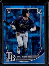 2025 Bowman Chrome Sapphire Jake Mangum #50 Rookie RC Rays