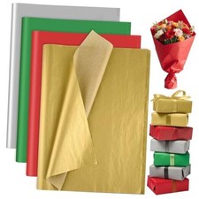 Christmas Tissue Paper for Gift Bags 60 Sheets, Red Green Golden Silver