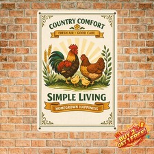 Rustic Farmhouse Metal Wall Decor Chicken Coop UV-Printed Tin Sign