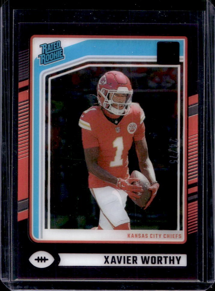 2024 Panini Clearly Donruss Xavier Worthy Purple Rated Rookie #24/75 Chiefs