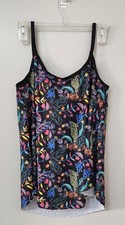 Swimsuit 2 Piece Black / Multi Color Sz 22. Top And Pantied Short. New