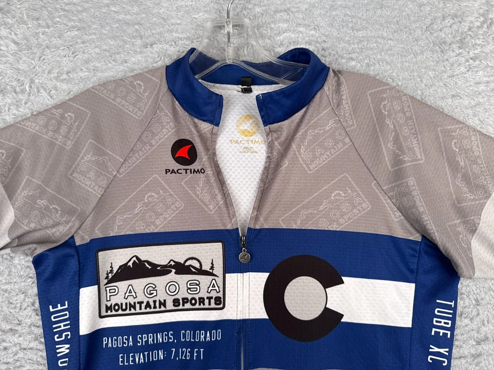 Camiseta de ciclismo Pactimo para hombre 2XS XXS gris azul cremallera completa manga corta Pagosa Foto 4 de 4