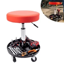 300LBS Rolling Garage Stool Adjustable Mechanic Work Shop Swivel Chair w/Casters