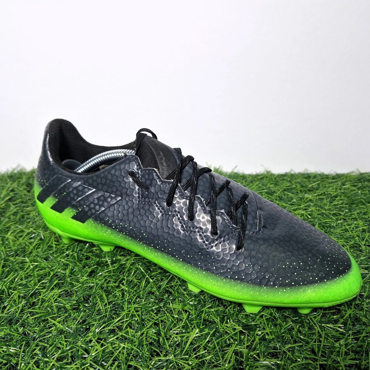 Adidas Messi FG Football Boots Grey Green Moulded Studs