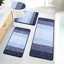 Bathroom Rugs Sets 4 Piece, Soft Absorbent Microfiber Bath Rugs with U-Shaped