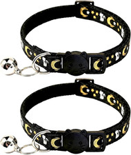 2Pack Breakaway Cat Collar with Bell, Moons Stars Cute Kitten Collar for Girl...