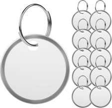 Key Tags Labels with Ring - 10 Pack Metal Rim Key Chain ID Tags/Identifiers with
