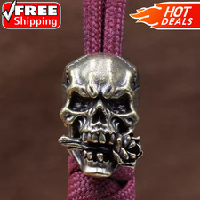 Flower Skull Brass Knife Bead EDC Paracord Lanyard DIY Outdoor Charm Pendant
