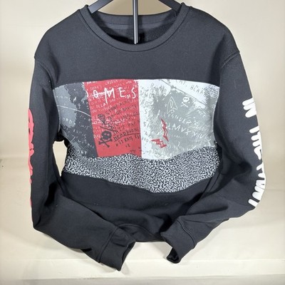 Akademiks Sweatshirt Mens 2XL Black Puffy Graphics Jeanius Level Graffiti