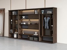 Ciemnobrązowa szafka biurowa Duża półka biurowa Gabinet Drewniane meble