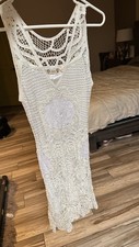 GUESS Crochet Dress Features Intricate White Lace Detailing and A V-neckline S