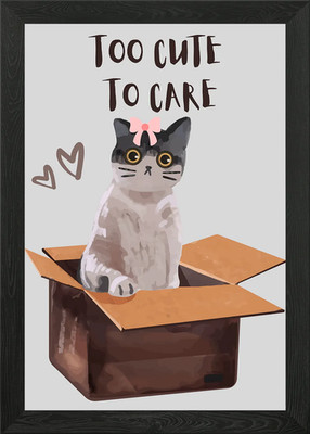 Niedliche Katze in Box Illustration gerahmtes Wandbild Poster Leinwanddruck Bild