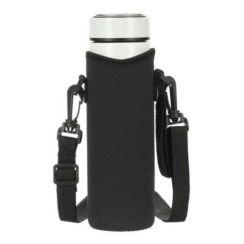 18,5 Unzen Neopren Isolierte Wasserflasche Hülle mit Riemen, Schwarz