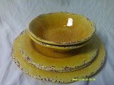 Pier 1 Imports Carmelo Yellow Crackled Melamine Plates and bowls