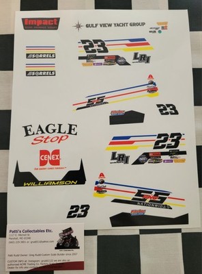 #23 Williamson, S&S Nationwid 1/18th Sprint Car Custom Vinyl Decals at P.C.E.