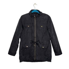 Shinestar Solid Black Anorak Utility Long Lin...
