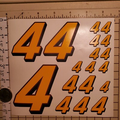 Yellow wBurgandy & Black #4's  Racing Numbers Vinyl Decal Sheet 1/10-1/12 