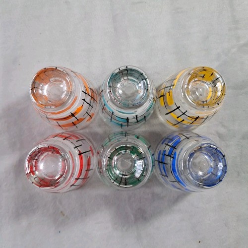 Vintage Multi Coloured Shot Glasses, 2" tall, set of 6 - Picture 4 of 4
