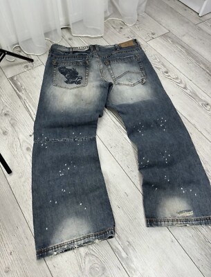 Armani Vintage Rare Eagle Logo Y2K Distressed Denim Jeans Pants