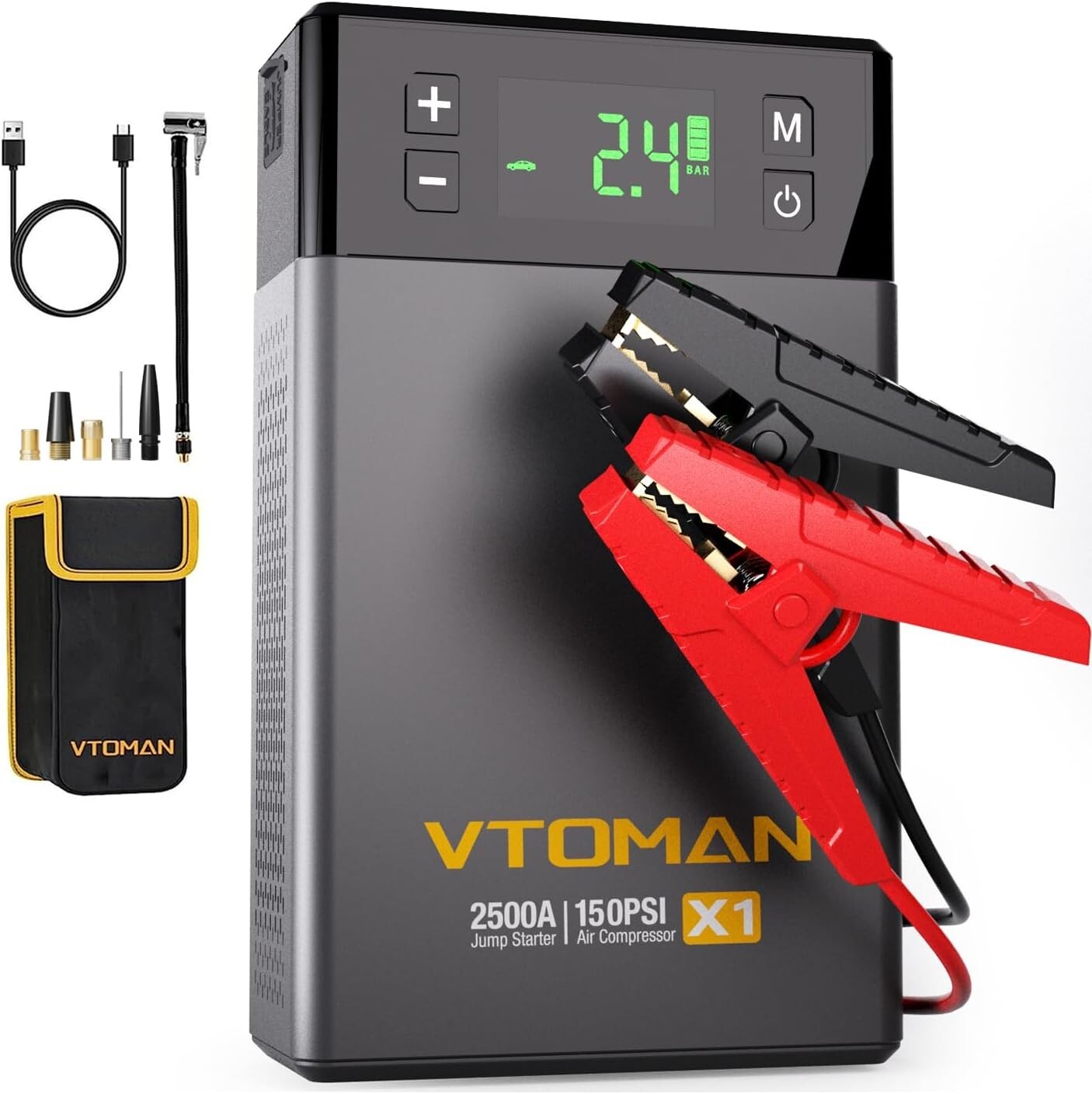 VTOMAN X1 Jump Starter with Air Compressor, 2500A Car Battery Jumper Starter