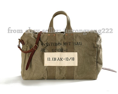 Vintage Pilot tote Heavy Made Old Canvas Travel Bag WWII Army Bag With Cowhide