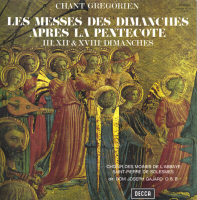 Decca 7511 W/B GREGORIAN CHANT Messes 3 12 & 18 Dimanches apres La SOLESMES NM
