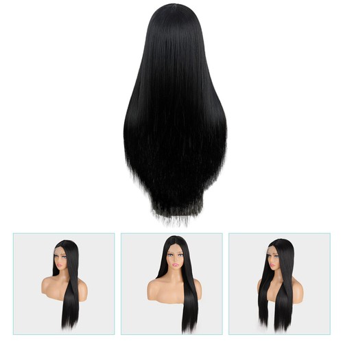Lange Schwarze Gerade Haarperücke Damen Synthetische Perücken Für Frauen - 第 1/10 張圖片