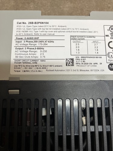 Allen bradley 25B-B2P5N104 Brand New Tested Surplus. - Picture 3 of 7