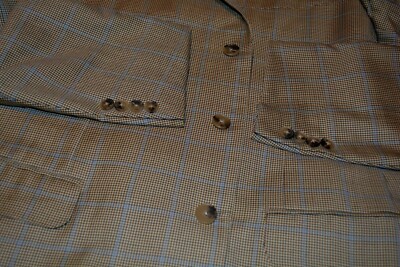 $2895 MINT Ermenegildo Zegna Beige Check Blazer Wool Jacket 42L Neiman Marcus