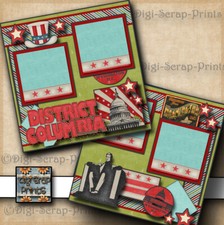 WASHINGTON DC  travel 2 premade scrapbook pages paper piecing digiscrap A0234