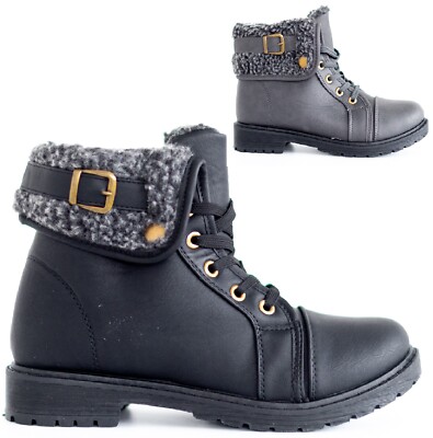 WOMENS WINTER HIKING TRAINERS COMBAT SHOES LADIES ANKLE BOOTS WARM
