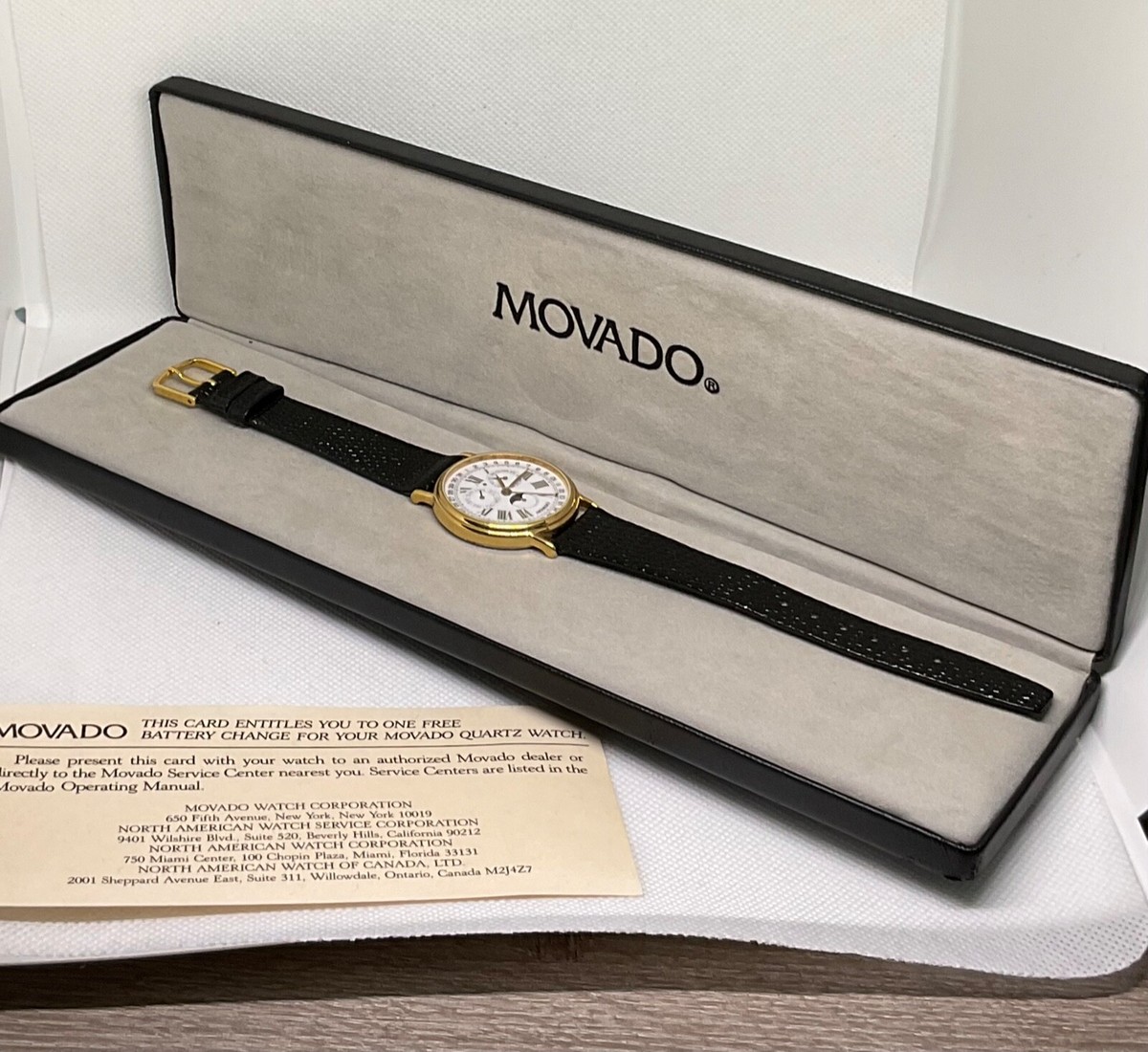 Vintage 1986 Movado Annual Triple Calendar Moon Phase 87-03