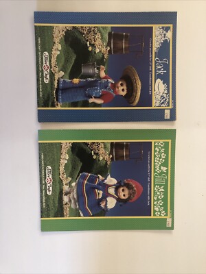 (Lot of 2) Fibre Craft JILL and JACK 1989 Bed Doll Crochet Pattern FMC 186 187