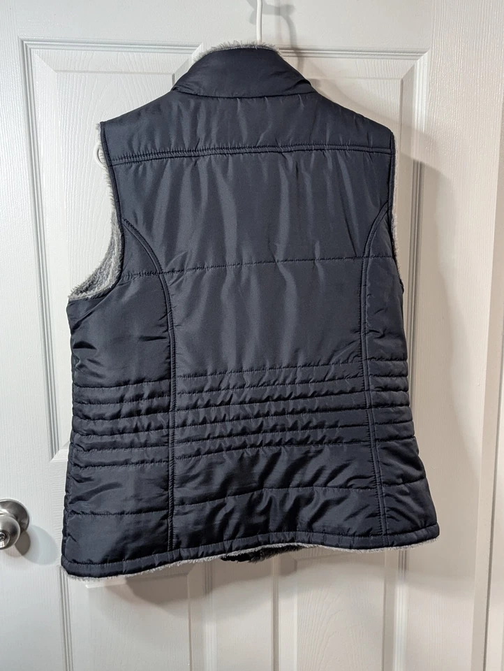 KC Collection Reversible Vest Black/Gray Faux Fur Women's Size XL  - Image 2 of 4